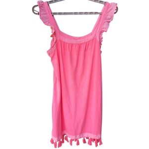 Vineyard Vines Square Neck Cotton Cover-Up Tassle Dress Size M